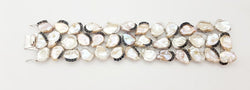 SJ3184 - Pearl, Black Sapphire and White Sapphire Bracelet set in Silver Setting