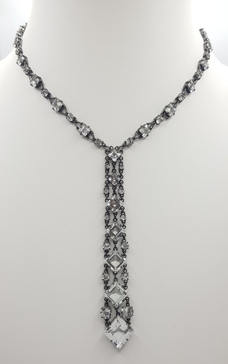 SJ3183 - White Topaz Necklace set in Silver Settings