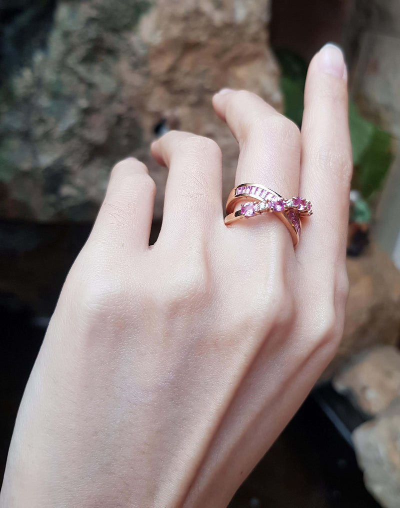 JR1190R - Pink Sapphire & Diamond Ring Set in 18 Karat Rose Gold Setting