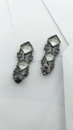 SJ6406 - White Topaz Earrings set in Silver Settings