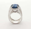 SJ2469 - GIA Certified 6cts Round Blue Sapphire with Diamond Ring in 18K White Gold