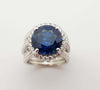 SJ2469 - GIA Certified 6cts Round Blue Sapphire with Diamond Ring in 18K White Gold