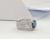 SJ2469 - GIA Certified 6cts Round Blue Sapphire with Diamond Ring in 18K White Gold