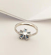 SJ2929 - Aquamarine Flower Ring Set in 18 Karat White Gold Settings