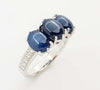 SJ2866 - Blue Star Sapphire with Diamond Ring Set in 18 Karat White Gold Settings