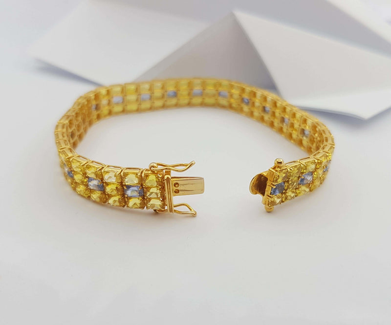 SJ2505 - Yellow Sapphire with Blue Sapphire Bracelet Set in 18 Karat Gold Settings