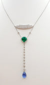 JN0009P - Emerald, Blue Sapphire and Diamond in 18 Karat White Gold Setting