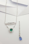 JN0009P - Emerald, Blue Sapphire and Diamond in 18 Karat White Gold Setting