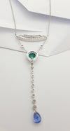 JN0009P - Emerald, Blue Sapphire and Diamond in 18 Karat White Gold Setting
