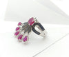 SJ3133 - Ruby and Black Diamond Ring Set in 18 Karat White Gold Settings