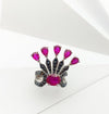 SJ3133 - Ruby and Black Diamond Ring Set in 18 Karat White Gold Settings