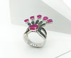 SJ3133 - Ruby and Black Diamond Ring Set in 18 Karat White Gold Settings