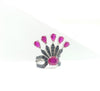 SJ3133 - Ruby and Black Diamond Ring Set in 18 Karat White Gold Settings