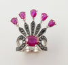 SJ3133 - Ruby and Black Diamond Ring Set in 18 Karat White Gold Settings