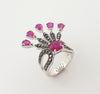 SJ3133 - Ruby and Black Diamond Ring Set in 18 Karat White Gold Settings