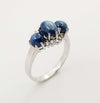 JR0040O - Blue Star Sapphire & Diamond Ring Set in 18 Karat White Gold Setting