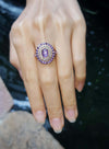 JR0148O - Purple Star Sapphire, Purple Sapphire & Diamond Ring in 18 Karat Rose Gold