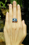 JR0128O - Blue Star Sapphire & Diamond Ring Set in 18 Karat Rose Gold Setting