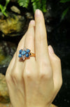 JR0128O - Blue Star Sapphire & Diamond Ring Set in 18 Karat Rose Gold Setting