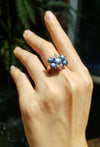 JR0128O - Blue Star Sapphire & Diamond Ring Set in 18 Karat Rose Gold Setting