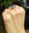 JR0128O - Blue Star Sapphire & Diamond Ring Set in 18 Karat Rose Gold Setting