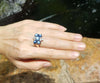 JR0128O - Blue Star Sapphire & Diamond Ring Set in 18 Karat Rose Gold Setting