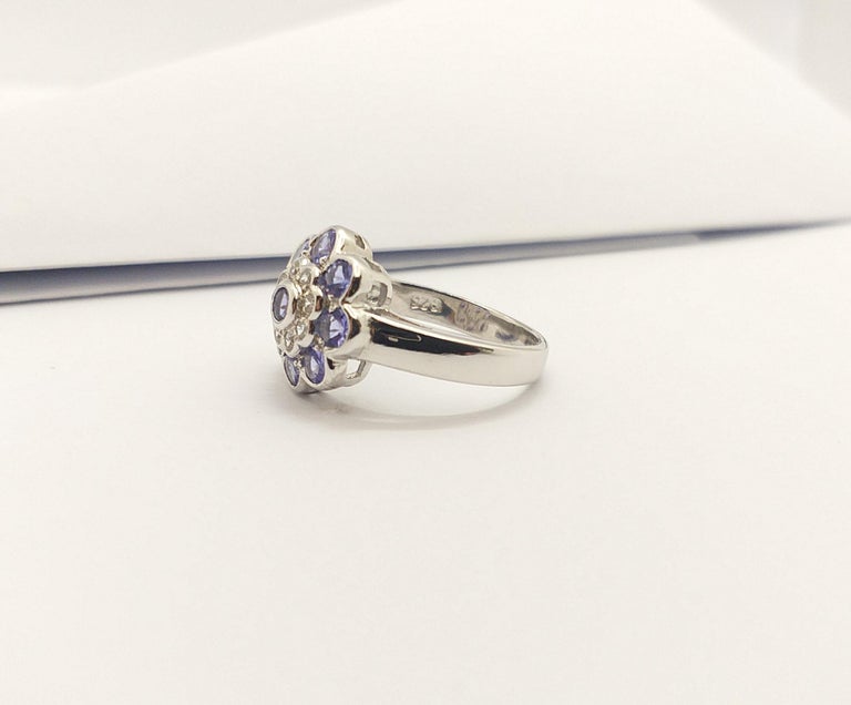 SJ3068 - Tanzanite with Cubic Zirconia Ring set in Silver Settings