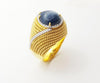SJ2067 - Blue Star Sapphire with Diamond Ring Set in 18 Karat Gold Settings