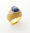 SJ2067 - Blue Star Sapphire with Diamond Ring Set in 18 Karat Gold Settings