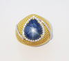SJ2067 - Blue Star Sapphire with Diamond Ring Set in 18 Karat Gold Settings
