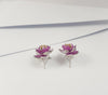 JE0174O - Invisible Set Pink Sapphire & Diamond Lotus Earrings set in 18 Karat White Gold Setting