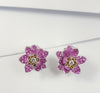 JE0174O - Invisible Set Pink Sapphire & Diamond Lotus Earrings set in 18 Karat White Gold Setting