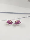JE0174O - Invisible Set Pink Sapphire & Diamond Lotus Earrings set in 18 Karat White Gold Setting