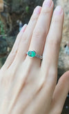 SJ1210 - Emerald with Diamond Ring Set in 18 Karat White Gold Settings