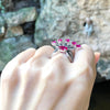 SJ3133 - Ruby and Black Diamond Ring Set in 18 Karat White Gold Settings