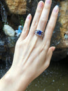 SJ6134 - Certified Ceylon Blue Sapphire with Diamond Ring Set in 18 Karat White Gold