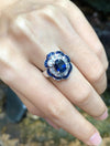 SJ1366 - Blue Sapphire with Diamond Ring Set in 18 Karat White Gold Settings