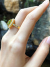 SJ6178 - Peridot with Yellow Diamond Ring Set in 18 Karat Gold Settings