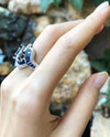 SJ1446 - Blue Sapphire with Diamond Ring Set in 18 Karat White Gold Settings