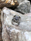 SJ2535 - Blue Sapphire with Yellow Sapphire and Diamond Ring Set in 18 Karat White Gold