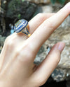 SJ1166 - Aquamarine with Blue Sapphire and Diamond Ring Set in 18 Karat Gold Settings