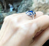 SJ6091 - Blue Sapphire with Diamond Ring Set in 18 Karat White Gold Settings