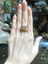 SJ2172 - Blue Sapphire with Ruby and Diamond Elephant Ring Set in 18 Karat Gold Settings