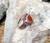 SJ6176 - Fire Opal with Orange Sapphire and Diamond Ring in 18 Karat White Gold Settings