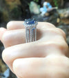 SJ2469 - GIA Certified 6cts Round Blue Sapphire with Diamond Ring in 18K White Gold