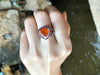 SJ6176 - Fire Opal with Orange Sapphire and Diamond Ring in 18 Karat White Gold Settings