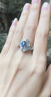 SJ1166 - Blue Sapphire with Diamond Ring Set in Platinum 900 Settings