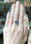 SJ3252 - Blue Sapphire with Diamond Ring Set in 18 Karat White Gold Settings
