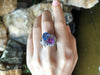 SJ1435 - Blue Sapphire and Pink Sapphire with Diamond Ring Set in 18 Karat White Gold