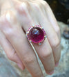 SJ1457 - Cabochon Rubellite with Pink Sapphire and Diamond Ring in 18 Karat Rose Gold